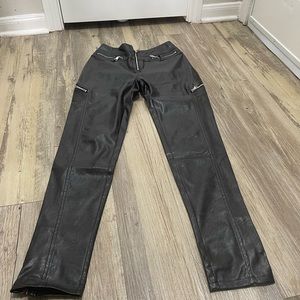 black leather zipper bottoms